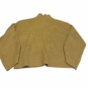 all:row Cropped Ribbed Mock Neck Sweater Camel Brown Small